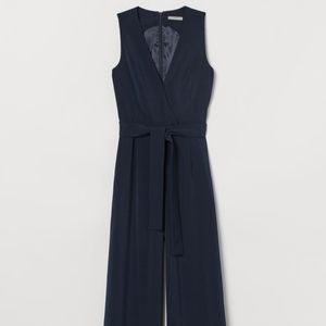H&M Navy Tie-Belt Jumpsuit